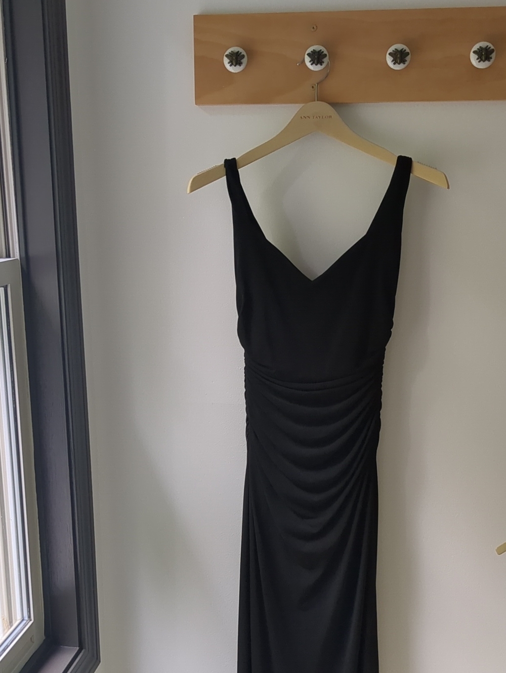 Laundry by Design Black Ruched V-Neck Maxi Dress Size 4